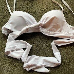 SHEIN White Wrap-Front Bikini Top